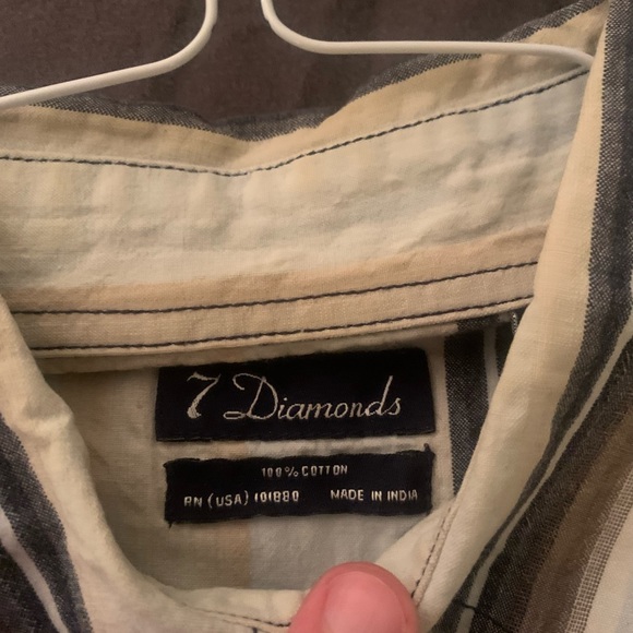 Light Blue “Kinda Western” 7 Diamonds Short Sleeve Snap Button Shirt - Picture 3 of 4